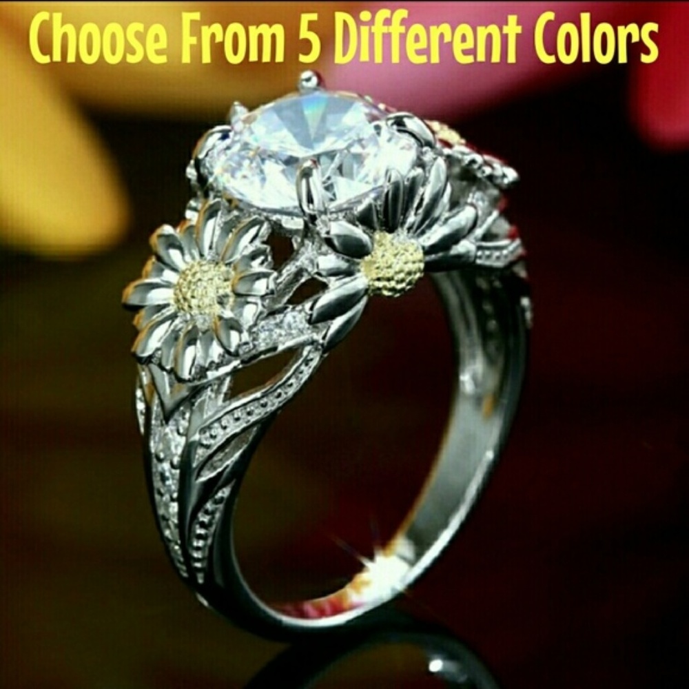 Silver Plated Sunflower Ring - Picture 1 of 7